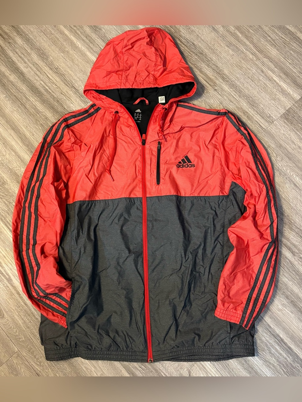 Adidas Full Zip Hooded Fall/Spring Jacket Size XL
